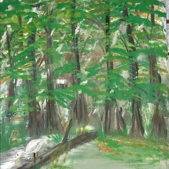 Swamp scene painting amateur signed - Picture 5 of 7